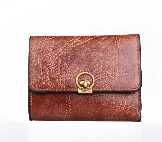 Cute dog metal buckle women's short three fold small wallet coin purse, Black, red, brown, green
Cute dog metal buckle women's short three fold small wallet coin purse, Black, red, brown, green