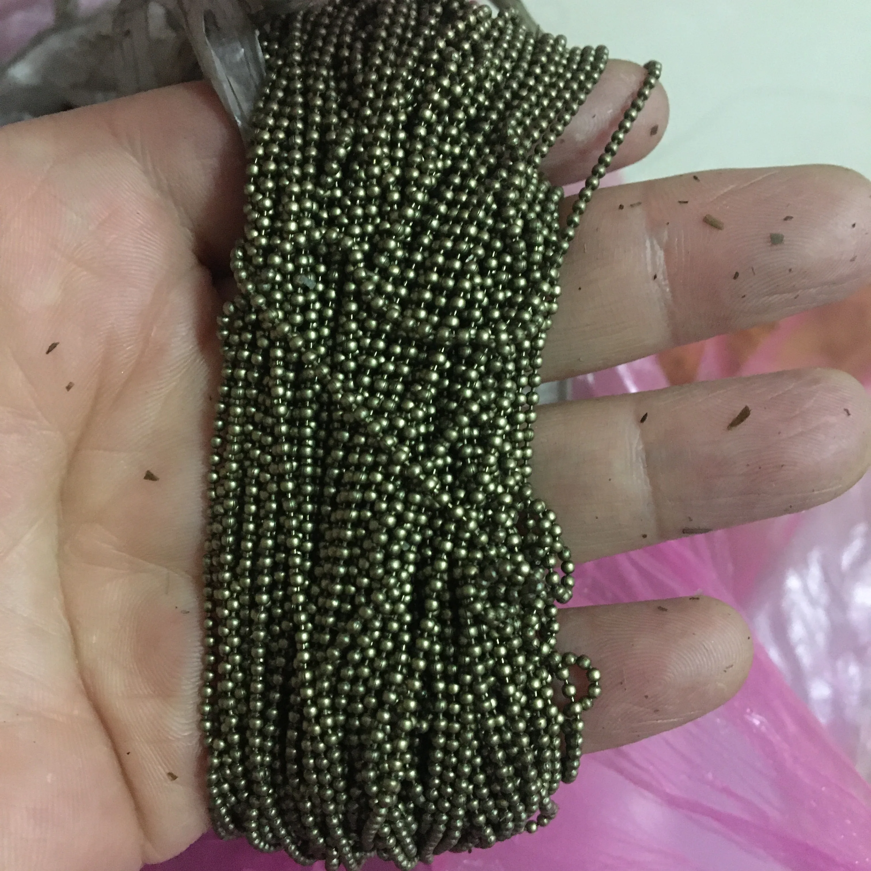 yiwu shuoke crafts factory price high quality iron brass stainless steel bead ball chain