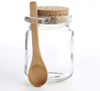 

Amazon Top 250ML 8.5oz Empty Glass Bath Salt Cosmetic Powder Honey Sauce Kitchen Bottle Spice Jar Pot With Cork Lid Spoon