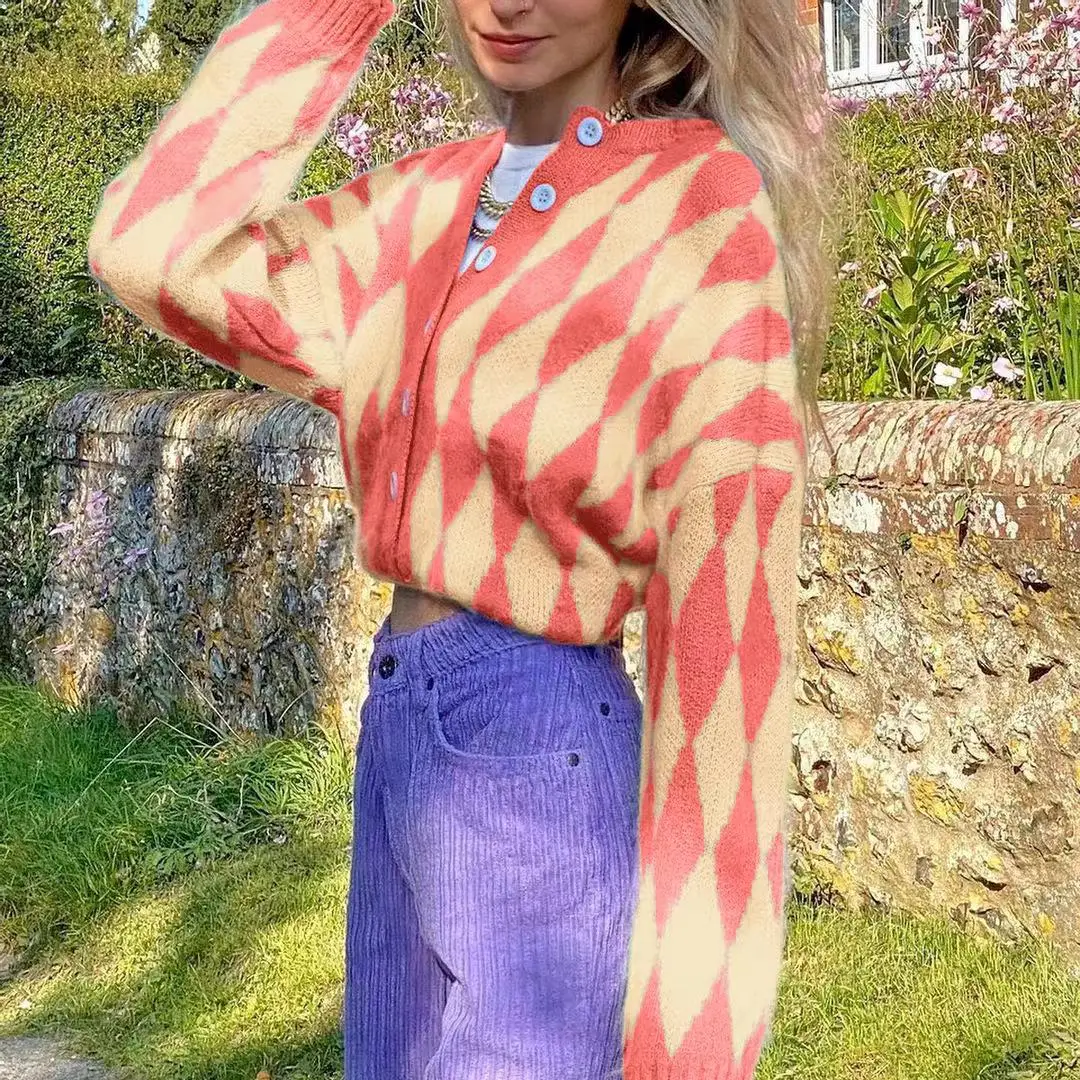 Retro design multicolor long sleeved fashion sweater women's casual sweater cardigan
Retro design multicolor long sleeved fashion sweater women's casual sweater cardigan