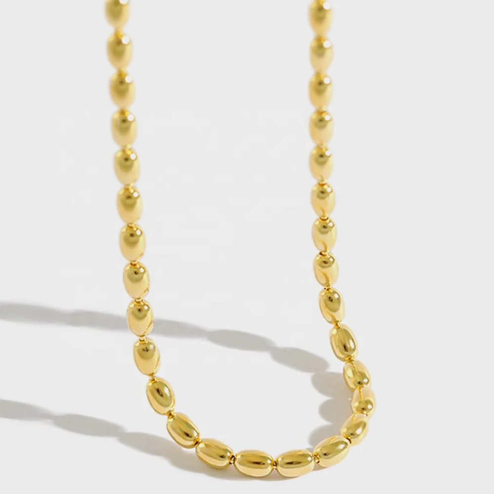 Ins Popular Dainty Gold Plated White Gold Plated Olive Beads Chain Sterling Silver Choker Necklaces
Ins Popular Dainty Gold Plated White Gold Plated Olive Beads Chain Sterling Silver Choker Necklaces