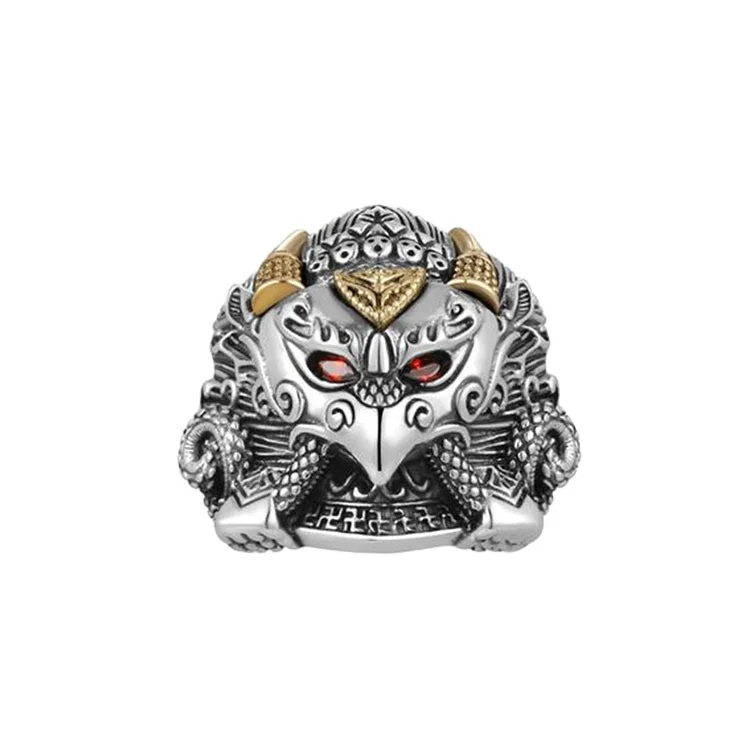 

Vintage 925 Sterling Silver Gold Eagle Silver Domineering Personality Trendy Index Finger Open Dapeng Silver Ring For Boyfriend