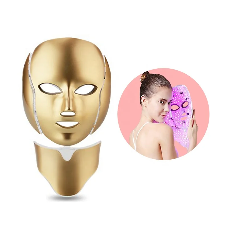 Multi-color golden neck care led face masks for beauty, White, gold 
Multi-color golden neck care led face masks for beauty, White, gold