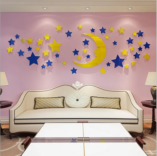 Moon Star Children Room Decoration 3D Three-dimensional Removable Self Adhesive Acrylic Mirror Wall Sticker, Gold silver black red blue
Moon Star Children Room Decoration 3D Three-dimensional Removable Self Adhesive Acrylic Mirror Wall Sticker, Gold silver black red blue
