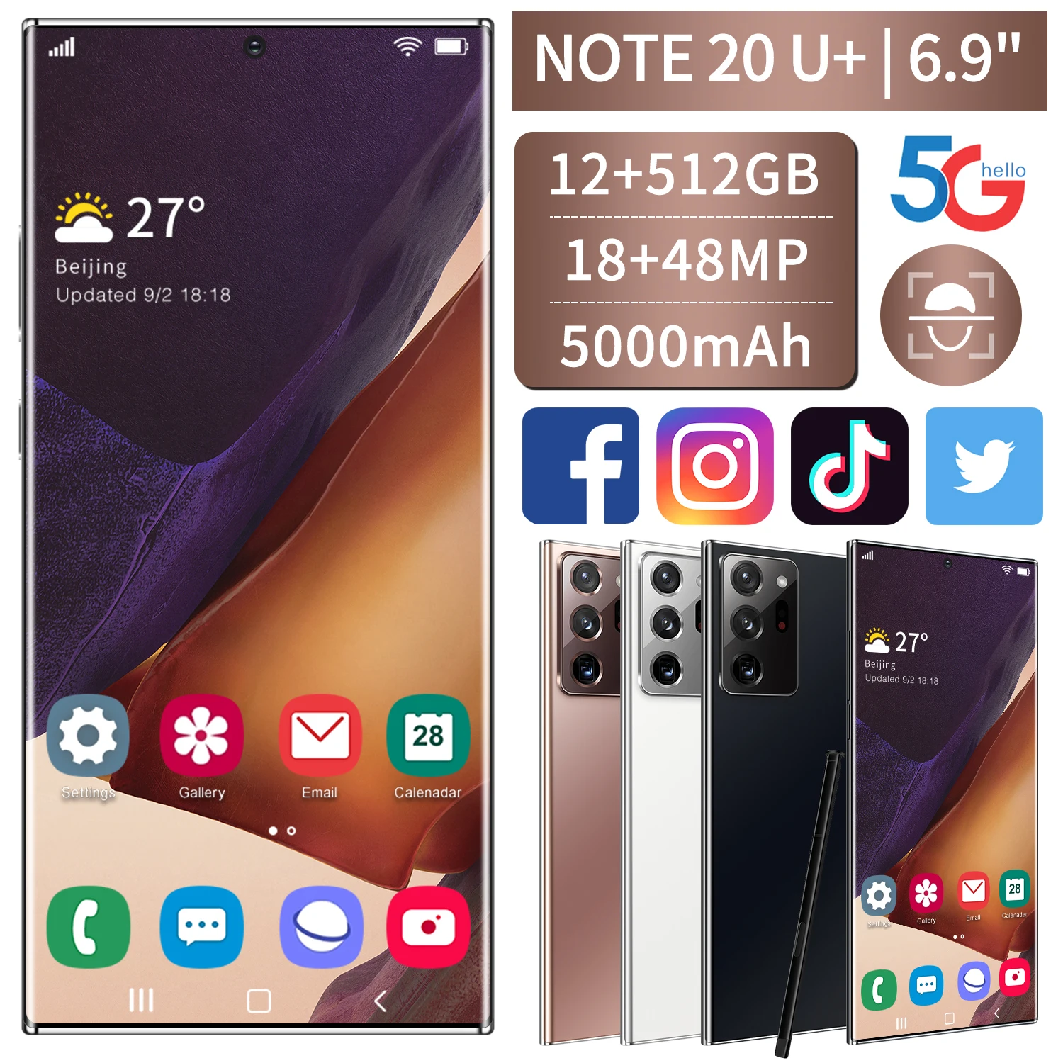 2020 New fashion Note20U+ Android AMOLED 3G 4G 5G android phone Wholesale Original Unlocked Smart Mobile phone
2020 New fashion Note20U+ Android AMOLED 3G 4G 5G android phone Wholesale Original Unlocked Smart Mobile phone
