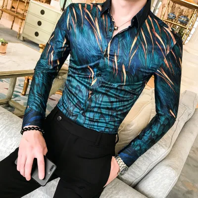 Wholesale spring korean long sleese flower printed shirt casual for men 
Wholesale spring korean long sleese flower printed shirt casual for men