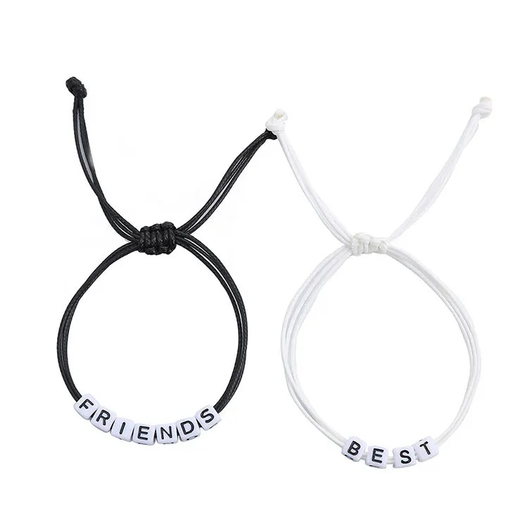 Girls BFF Kids Bracelets Handmade Adjustable Rope Acrylic Initial Beads Black and White 2pcs Best Friends Beaded Bracelet Set, Black,white
Girls BFF Kids Bracelets Handmade Adjustable Rope Acrylic Initial Beads Black and White 2pcs Best Friends Beaded Bracelet Set, Black,white