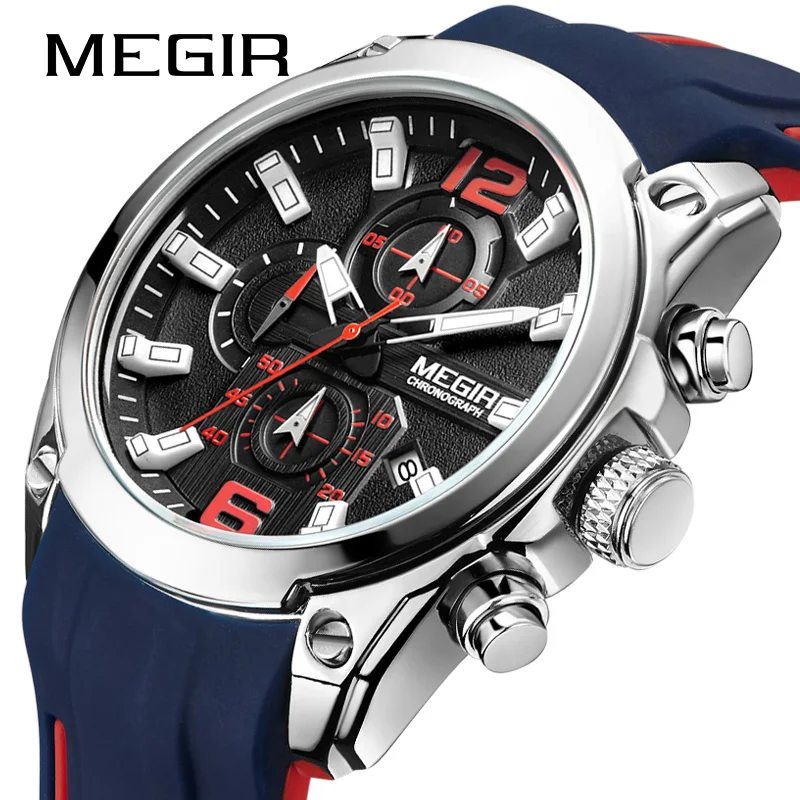 Cross-border hot style MEGIR Men's Wristwatch Multi-function Chronograph Calendar Sport Men's Watch 2063 reloj, 3 colors
Cross-border hot style MEGIR Men's Wristwatch Multi-function Chronograph Calendar Sport Men's Watch 2063 reloj, 3 colors