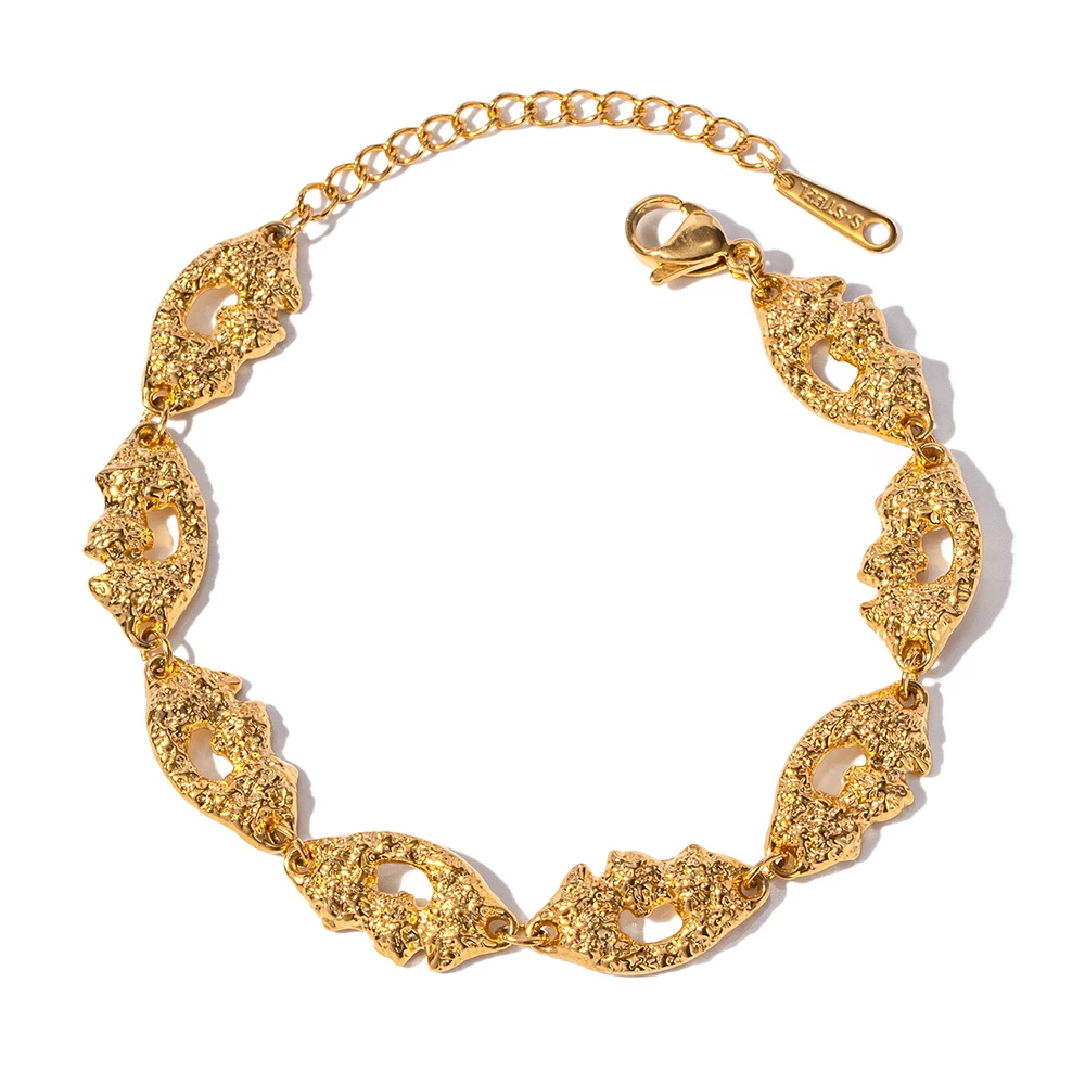 Vintage 18k Gold Plated Stainless Steel Bracelet Jewelry Volcano Pattern Irregular Geometric Bangles
Vintage 18k Gold Plated Stainless Steel Bracelet Jewelry Volcano Pattern Irregular Geometric Bangles
