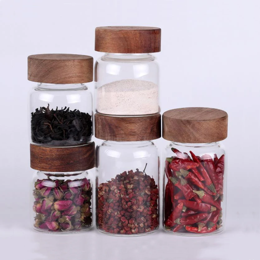 Retail 6oz - 13oz High borosilicate glass food jar glass storage bottle with Acicia wood lid
Retail 6oz - 13oz High borosilicate glass food jar glass storage bottle with Acicia wood lid