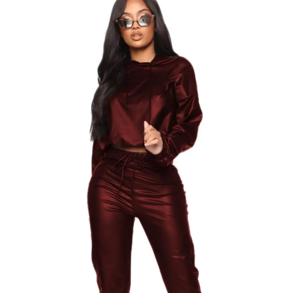 Autumn PU Leather 2pc Crop Top and Pants Set sexy black bodycon hoody women pants fashion
Autumn PU Leather 2pc Crop Top and Pants Set sexy black bodycon hoody women pants fashion