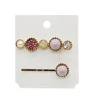 2019 Korean Elegant Colorful Crystal Pearl Hair Clip Chic Hair Accessories Barrette Girls Hairpin Hair Clips 2 PCS Set
