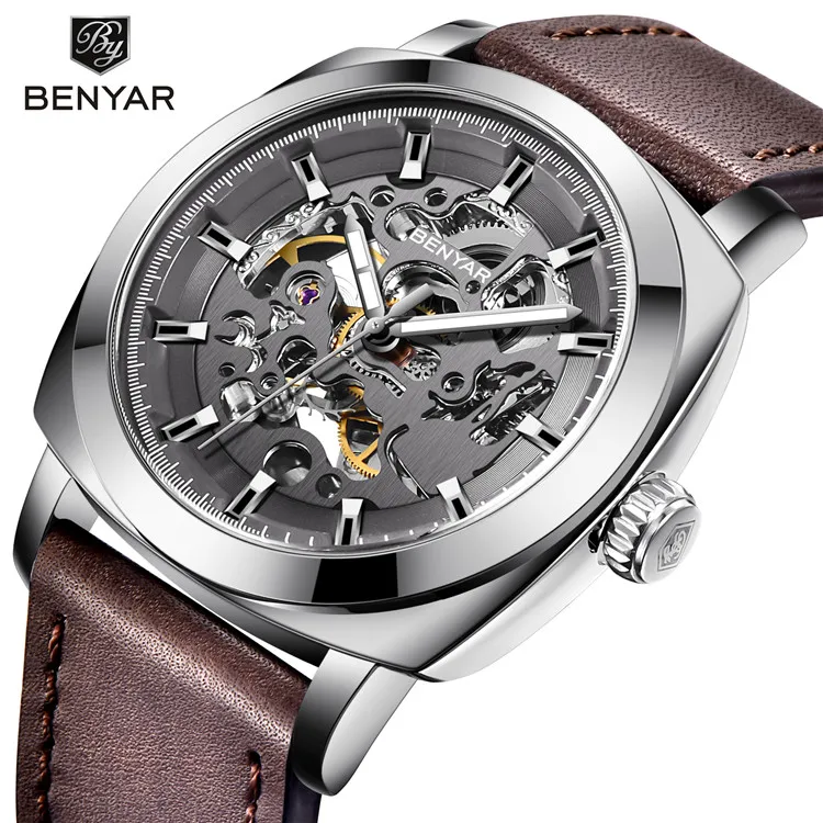 Top Brand BENYAR Men Watches Luxury Fashion Mechanical hollow Watch Waterproof Skeleton Wrist Watch Leather Clock Man 5121, 6-colors
Top Brand BENYAR Men Watches Luxury Fashion Mechanical hollow Watch Waterproof Skeleton Wrist Watch Leather Clock Man 5121, 6-colors