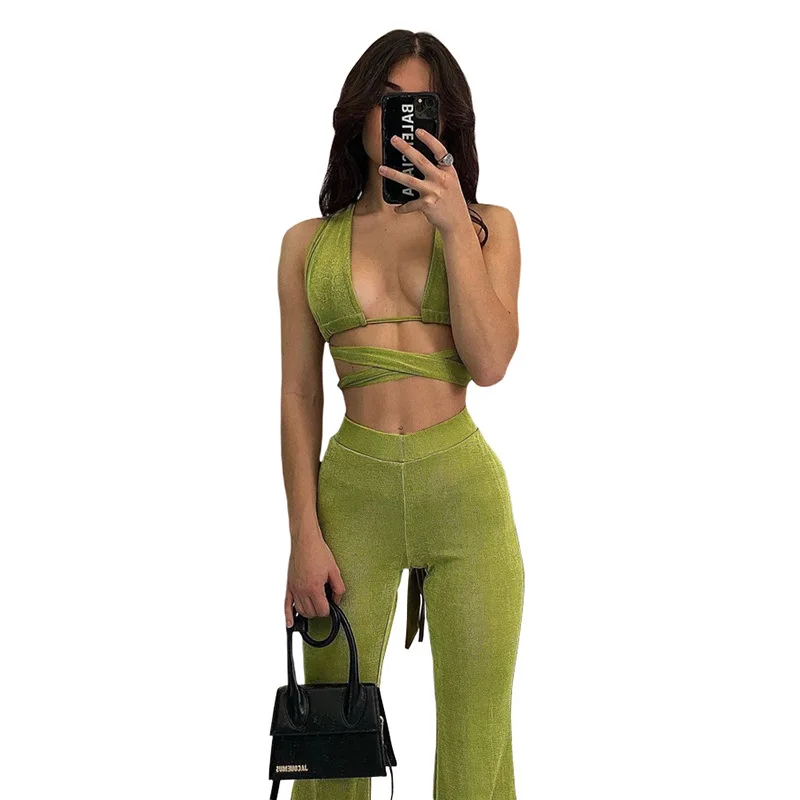 Shirt And Pants Sets Women Low Collar Strap Crop Top High Waist Long Flared Pants 2 Piece Sets Summer Women Two Pieces Sexy Ins
Shirt And Pants Sets Women Low Collar Strap Crop Top High Waist Long Flared Pants 2 Piece Sets Summer Women Two Pieces Sexy Ins