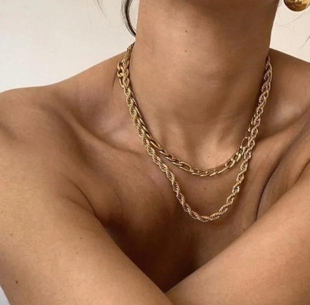 Trendy Necklace Jewelry Stainless Steel 18k Gold Plated Twist Chain Choker Rope Necklace Chain
Trendy Necklace Jewelry Stainless Steel 18k Gold Plated Twist Chain Choker Rope Necklace Chain