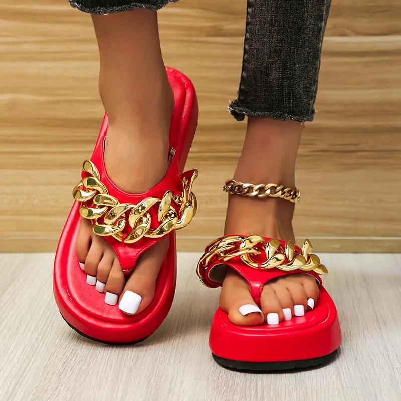 flat slippers for women Summer New Fashion Chain Sponge Cake Thick-soled Flip Flops Casual Women's Large Size Beach Sandals
flat slippers for women Summer New Fashion Chain Sponge Cake Thick-soled Flip Flops Casual Women's Large Size Beach Sandals