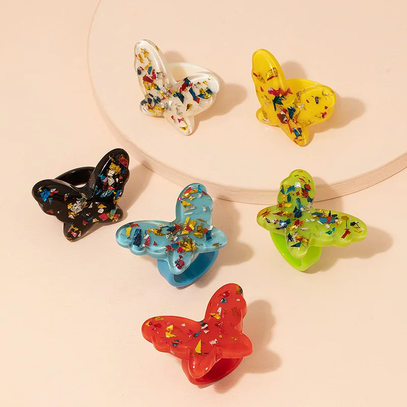 Trendy INS Butterfly Resin Ring Acrylic Vintage Rings Glitter Y2K Accessories Korean Liking Retro Colorful Jewelry
Trendy INS Butterfly Resin Ring Acrylic Vintage Rings Glitter Y2K Accessories Korean Liking Retro Colorful Jewelry