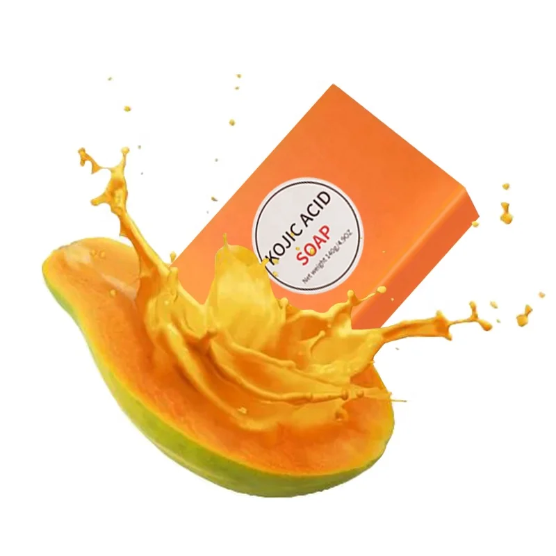 

Nautral Organic Face Body Skin Whitening Lightening Papaya Handmade Kojie San Kojic Acid Soap Bar, Orange/ white/ white & orange