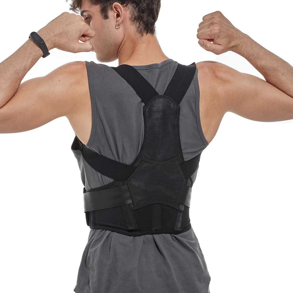 Adjustable back waist support belt medical posture corrector back lumbar belt, Black 
Adjustable back waist support belt medical posture corrector back lumbar belt, Black