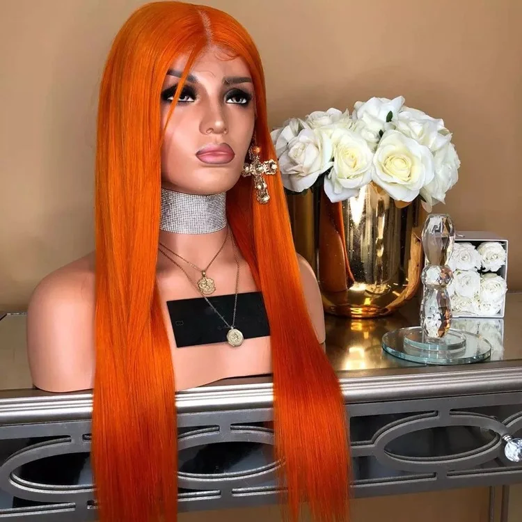 Orange color lace wigs 100% virgin human hair 13*6 lace front wig straight malaysian hair wig middle part
Orange color lace wigs 100% virgin human hair 13*6 lace front wig straight malaysian hair wig middle part