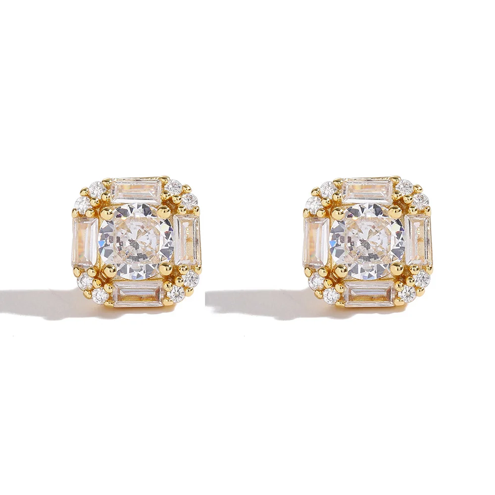 18K Gold Plated Hip Hop Ear Stud Iced Out Zircon Diamond Earring Square Zirconia Earrings For Women Jewelry Simple
18K Gold Plated Hip Hop Ear Stud Iced Out Zircon Diamond Earring Square Zirconia Earrings For Women Jewelry Simple
