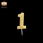 FOOD SAFE APPROVED Pure Paraffin Wax Dark Gold Number 1 year old birthday candle