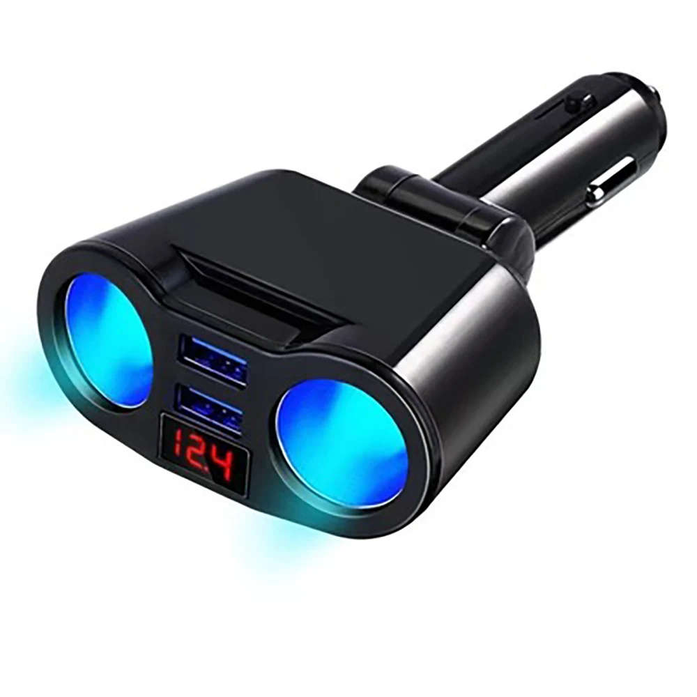 

Amazon Top Seller Car Cigarette Lighter Splitter 5v 3.1a Rotating Dual Usb Ports Car Charger With Led Display Charging