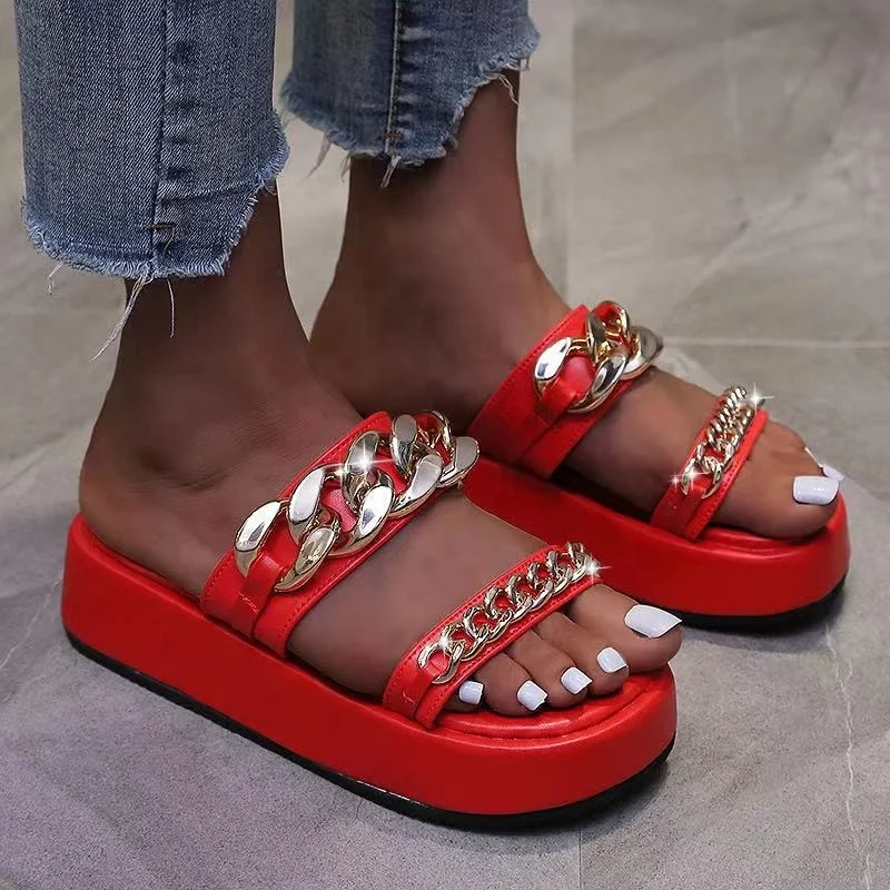 Women Sandals 2021 Platform Sandals Women Chain Decoration Summer Slippers Indoor Outdoor Beach Shoes Size 12 Women Sandals, Black,red,pink
Women Sandals 2021 Platform Sandals Women Chain Decoration Summer Slippers Indoor Outdoor Beach Shoes Size 12 Women Sandals, Black,red,pink