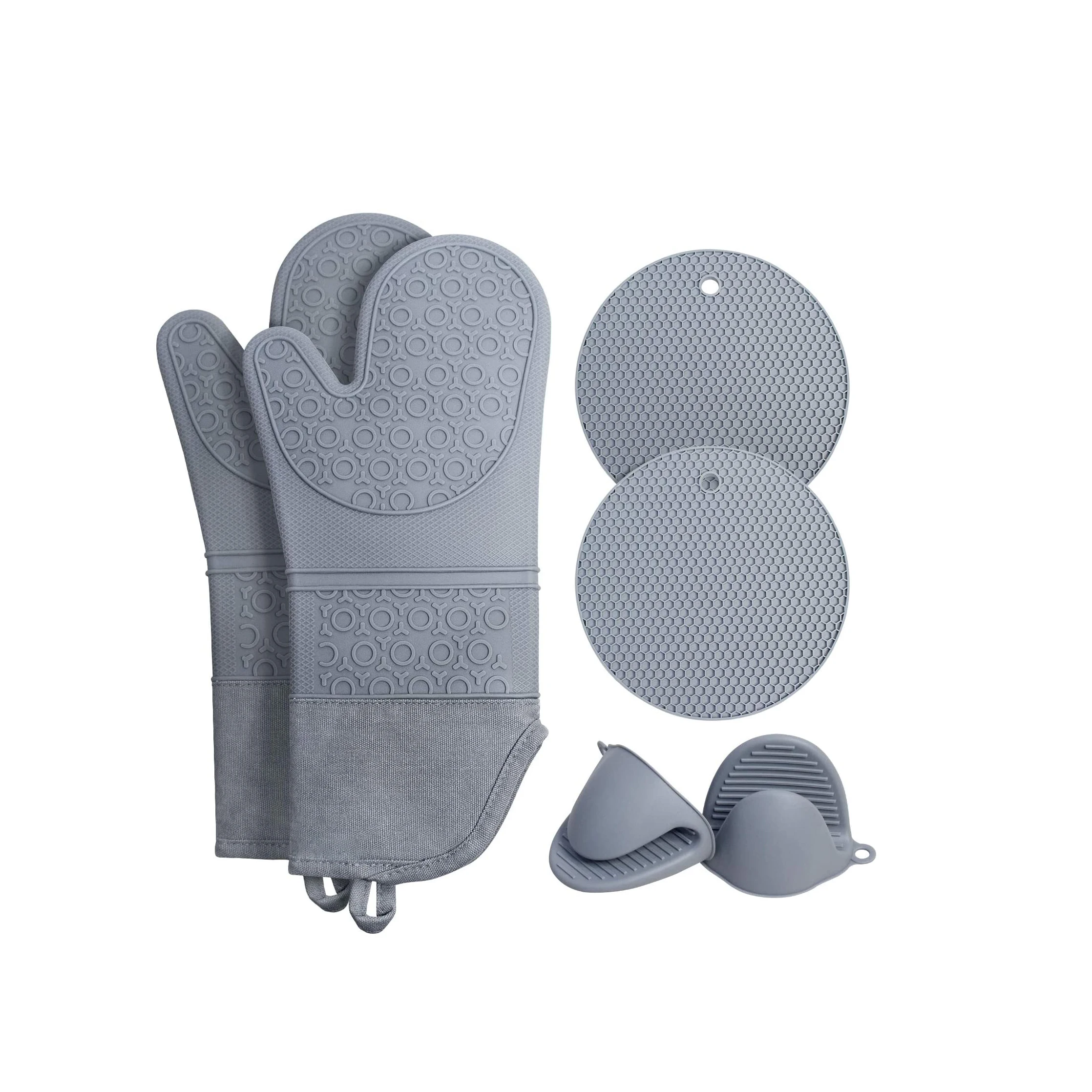 Hot sale Bakeware Silicone Oven Mitts And Pot Holders Set With Mini Gloves Hot Pads Potholders For Kitchen Baking, Grey
Hot sale Bakeware Silicone Oven Mitts And Pot Holders Set With Mini Gloves Hot Pads Potholders For Kitchen Baking, Grey