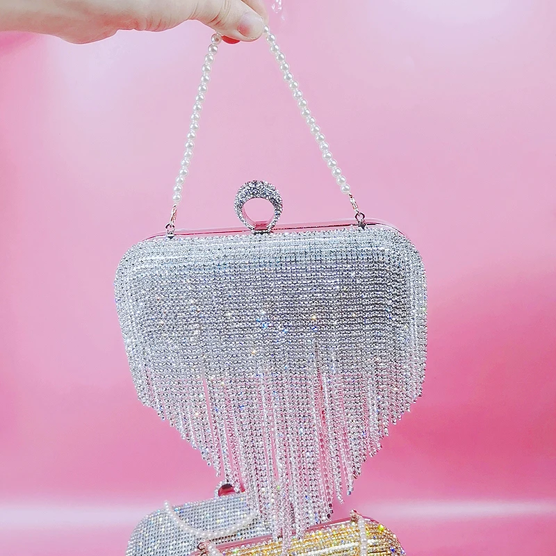 Ring tassel set diamond evening bag hand bag bridal handbag small square wedding dress bag
Ring tassel set diamond evening bag hand bag bridal handbag small square wedding dress bag
