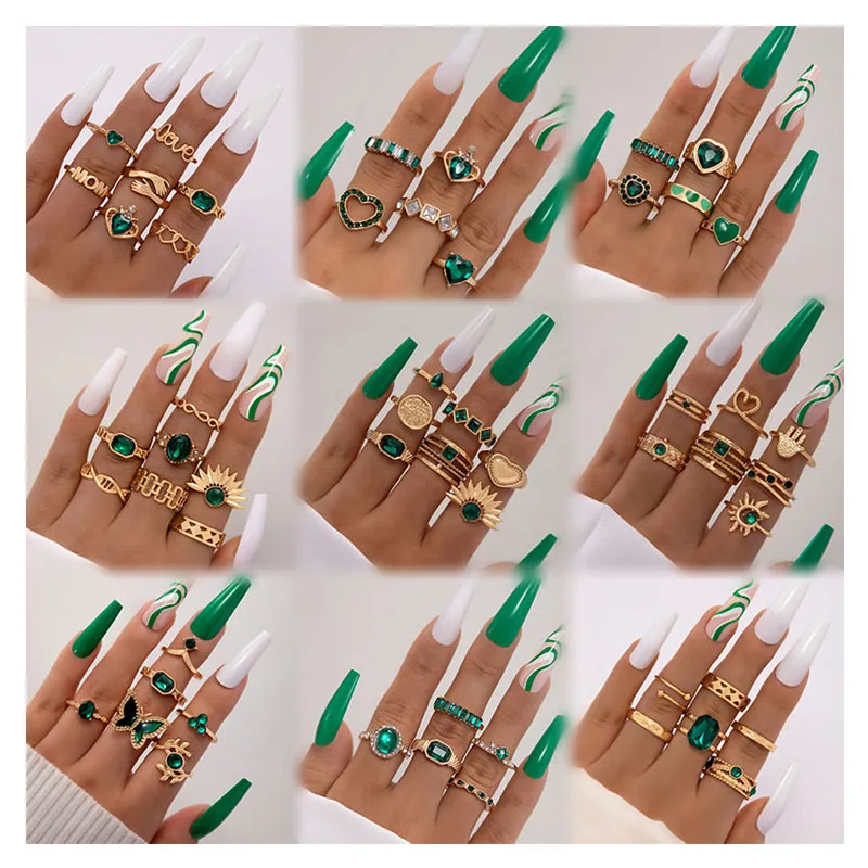 17KM Vintage Green Crystal Ring Set for Women Girls Gold Silver Color Acrylic Elegant Rings New Trendy Jewelry Accessories
17KM Vintage Green Crystal Ring Set for Women Girls Gold Silver Color Acrylic Elegant Rings New Trendy Jewelry Accessories
