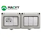 MACVY 4 Gang Switch 1 Gang Socket French Waterproof switch