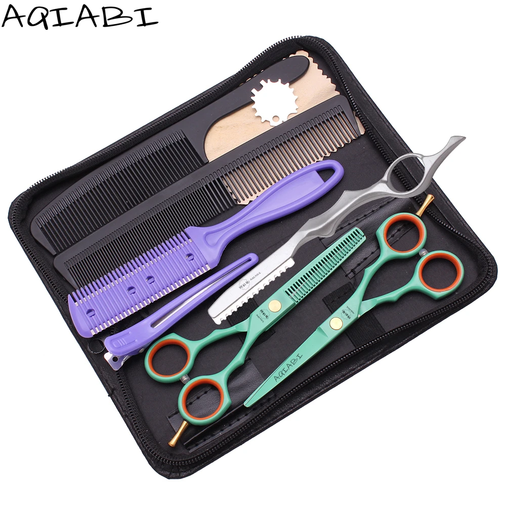 Hair Scissors Set Professional 5.5'' AQIABI Japanese Steel Hair Cutting Scissors With Rings Thinning Scissors Add Case A1104, Black
Hair Scissors Set Professional 5.5'' AQIABI Japanese Steel Hair Cutting Scissors With Rings Thinning Scissors Add Case A1104, Black