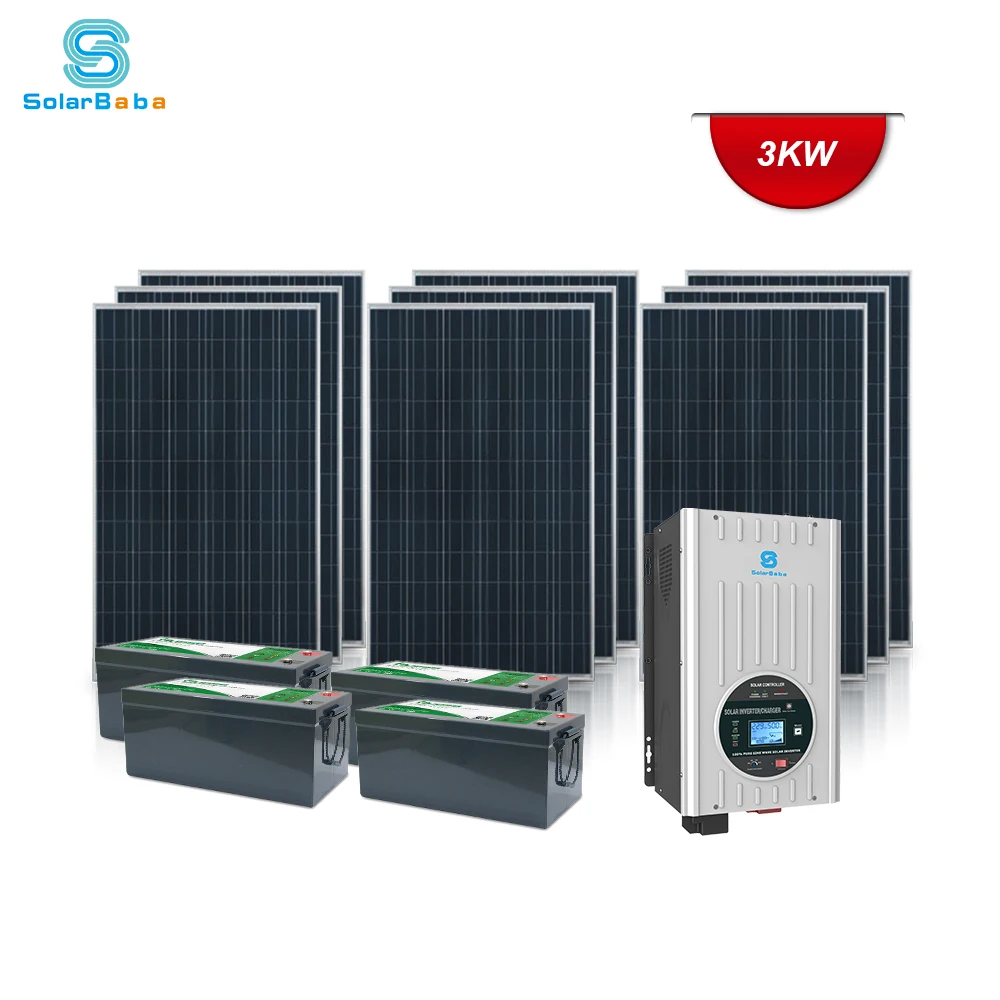 2019 Professional Manufacturer 3kw Off-Grid Solar Power System With AGM Battery 200ah