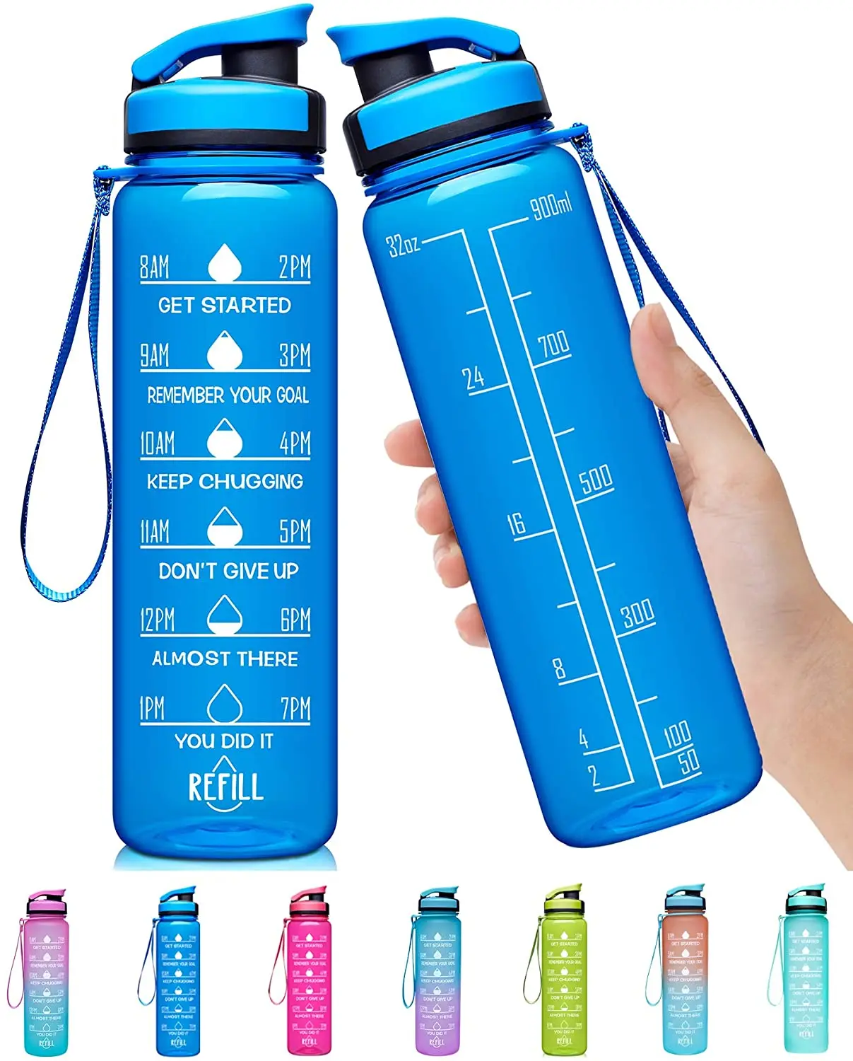 Trend 2021 New Product 32 oz Portable Sport Plastic Drinking Water Bottle with Motivational Time Marker, Customized color
Trend 2021 New Product 32 oz Portable Sport Plastic Drinking Water Bottle with Motivational Time Marker, Customized color