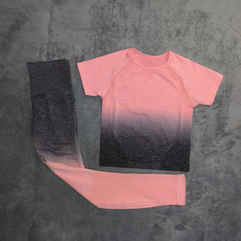 summer ombre seamless leggings+short sleeve croptop 2 piece sportswear gym set running women yoga sport suit, Customized colors
summer ombre seamless leggings+short sleeve croptop 2 piece sportswear gym set running women yoga sport suit, Customized colors