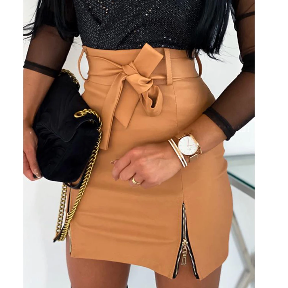 Fashion Women Skirt Mini Slim Skirt High Waist Office Ladies PU Leather Double Zipper Pencil Bodycon Belt Casual Skirt, Shown
Fashion Women Skirt Mini Slim Skirt High Waist Office Ladies PU Leather Double Zipper Pencil Bodycon Belt Casual Skirt, Shown