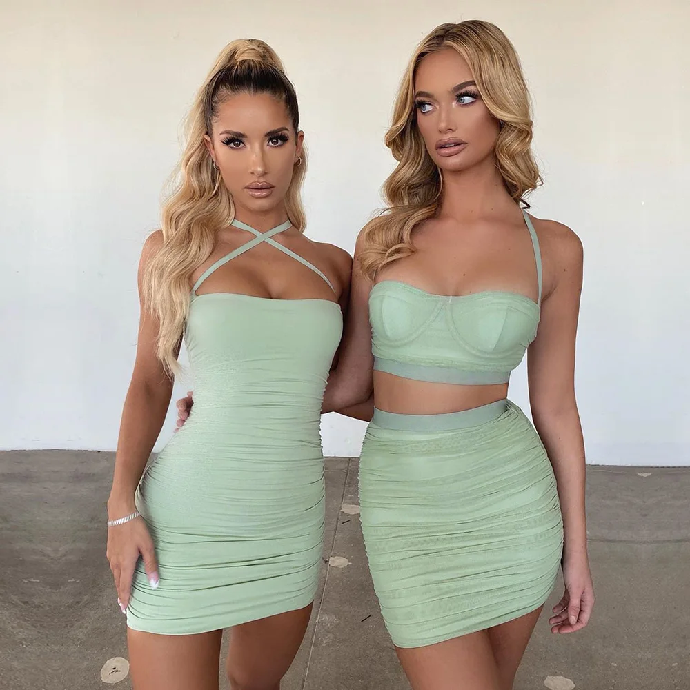 2021SS top sale women sleeveless cami crop top mesh two piece skirt set women clothing, Solid
2021SS top sale women sleeveless cami crop top mesh two piece skirt set women clothing, Solid