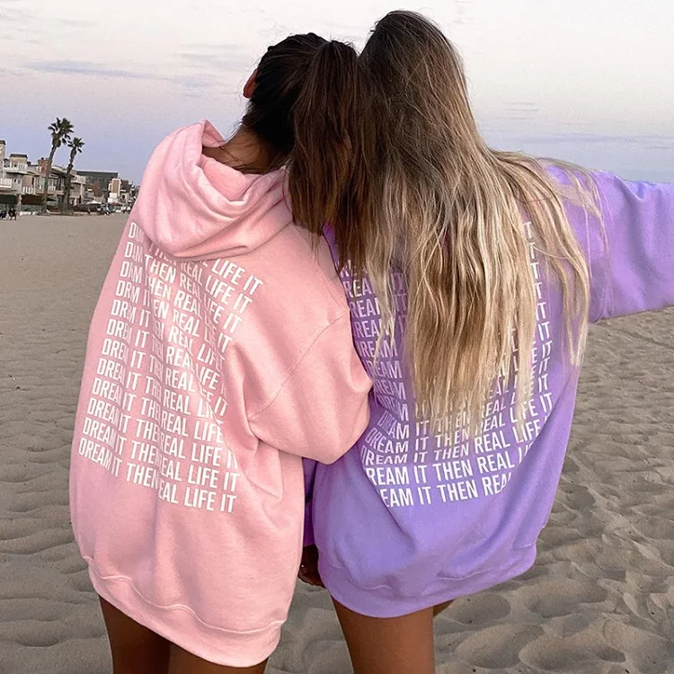 autumn and winter loose women pullover solid color Back letters women's hoodies, Pink,purple
autumn and winter loose women pullover solid color Back letters women's hoodies, Pink,purple