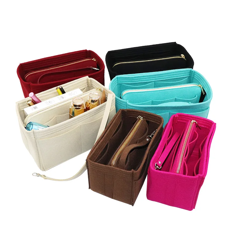 Felt Purse Cosmetic Bag Insert Organizer Tote Bag With Zipper Wholesale, Customized color
Felt Purse Cosmetic Bag Insert Organizer Tote Bag With Zipper Wholesale, Customized color
