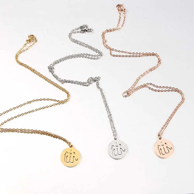 Personalize Hand Polished 18K Pressing Stainless Steel gold plated trendy Isamic Necklace Jewelry, Gold,stee color,rose gold
Personalize Hand Polished 18K Pressing Stainless Steel gold plated trendy Isamic Necklace Jewelry, Gold,stee color,rose gold