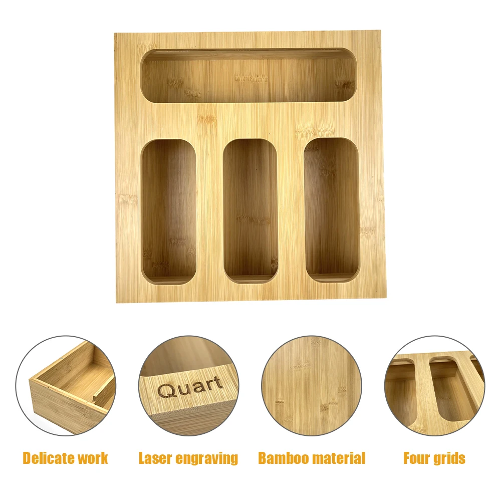 DS998 Wall Mount Food Storage Bag Organizer Holder Box Bamboo Ziplock Bag Storage Organizer for Kitchen Drawer
DS998 Wall Mount Food Storage Bag Organizer Holder Box Bamboo Ziplock Bag Storage Organizer for Kitchen Drawer