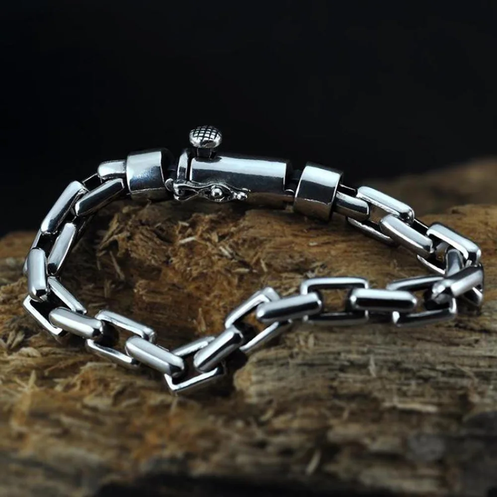 Punk Fashion Jewelry Smooth Simple Link Chain 925 Sterling Silver Bracelet For Men
Punk Fashion Jewelry Smooth Simple Link Chain 925 Sterling Silver Bracelet For Men