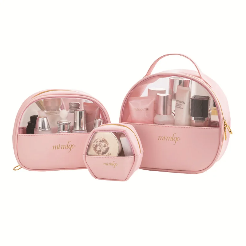 PU leather waterproof transparent makeup wash bag travel large-capacity three-piece storage bag portable portable storage bag, Pink black
PU leather waterproof transparent makeup wash bag travel large-capacity three-piece storage bag portable portable storage bag, Pink black
