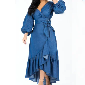 New Style Women Ruffles Design Ladies Dress Women Long Denim Dress Lady Jean Dresses
New Style Women Ruffles Design Ladies Dress Women Long Denim Dress Lady Jean Dresses