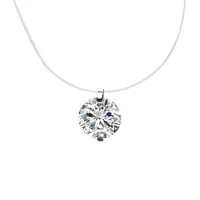 925 Sterling Silver Round CZ diamond Pendant With transparent fishing line Chain short choker necklace for women
925 Sterling Silver Round CZ diamond Pendant With transparent fishing line Chain short choker necklace for women