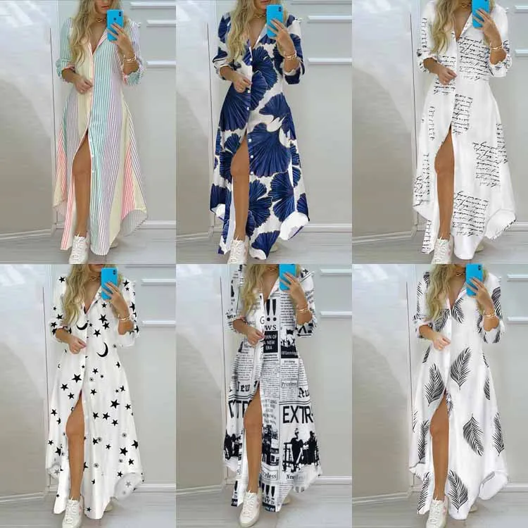 2022 28 styles for summer Bohemian Print Button Shirt Long Sleeve Temperament Fashion Print Casual Shirt Dress Beach Vacation
2022 28 styles for summer Bohemian Print Button Shirt Long Sleeve Temperament Fashion Print Casual Shirt Dress Beach Vacation