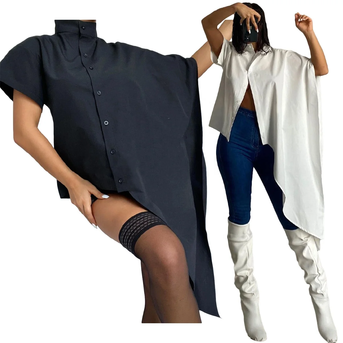 MT379-8311 Wholesale Ladies Fashion Casual Solid Color Irregular Loose Shirt Plus Size T-shirt Women's Shirts and Tops
MT379-8311 Wholesale Ladies Fashion Casual Solid Color Irregular Loose Shirt Plus Size T-shirt Women's Shirts and Tops