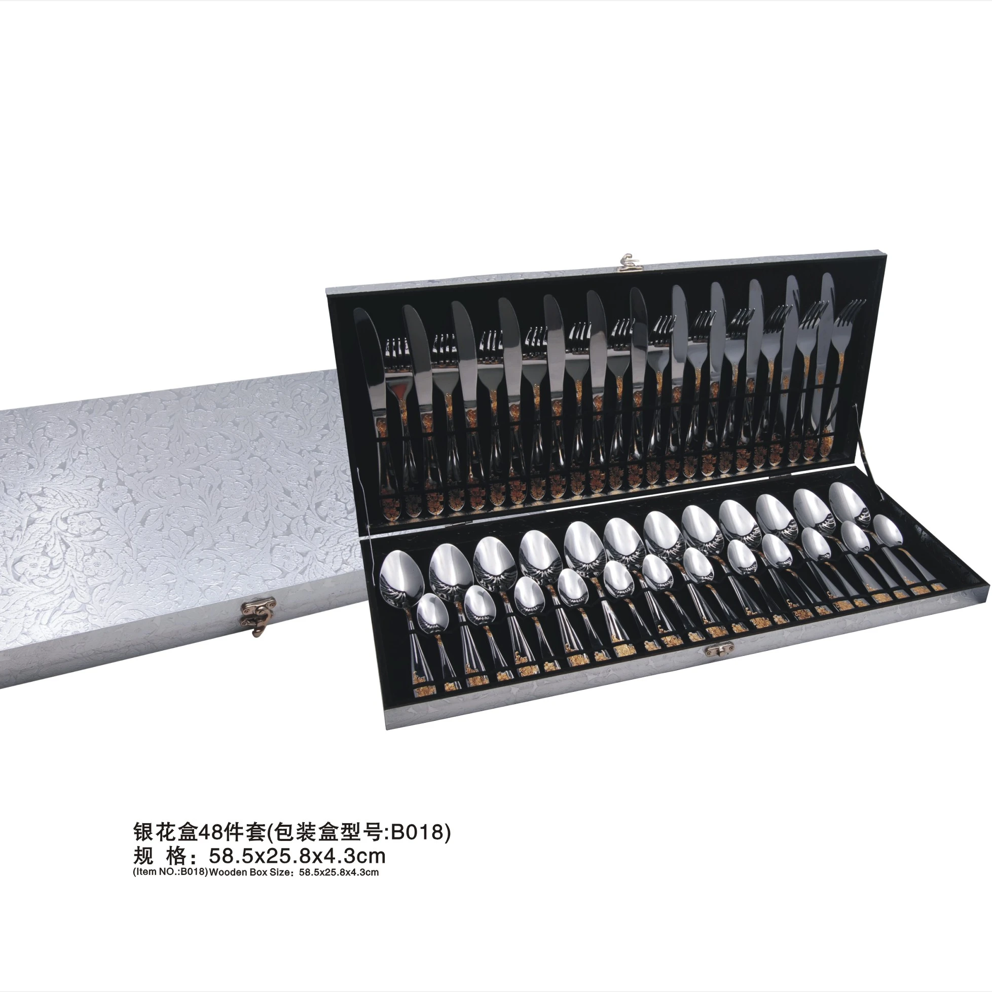 48Pieces 410 Stainless Steel 18/0 Wooden Box Cutlery Set Silver Flatware with Gift Wooden Box
48Pieces 410 Stainless Steel 18/0 Wooden Box Cutlery Set Silver Flatware with Gift Wooden Box