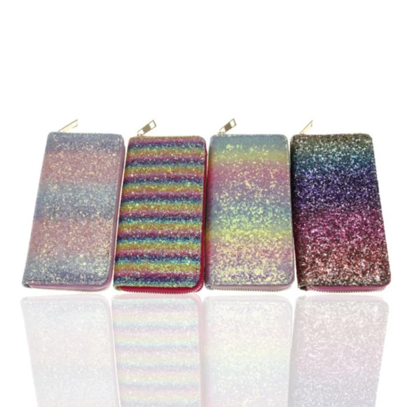 PU leather glitter women wallet custom shiny sequin designer wallets evening rainbow clutch bag for women, 4 colors(pls see below color cards)
PU leather glitter women wallet custom shiny sequin designer wallets evening rainbow clutch bag for women, 4 colors(pls see below color cards)